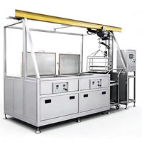 Máquina de Limpieza Ultrasónica Industrial Totalmente Automática Tipo Pórtico de Doble Tanque con Brazo Robótico y Control PLC para Piezas de Automóviles y Hardware