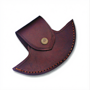 Cuchillo para Pizza de Acero de Damasco Hecho a Mano con Mango de Madera Paka y Patrón de Gota de Lluvia, Ecológico, con Cuero Genuino - Product Image 3