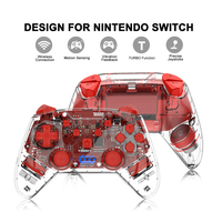 Manette de jeu sans fil transparente noire à détection de mouvement 6 axes à double vibration et tir rapide