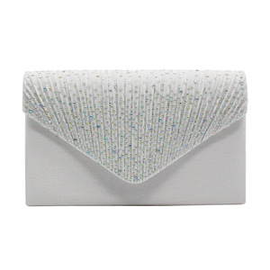Classic European American Style AB Color Hot Stone Satin Waterproof Envelope Bag Factory Direct Polyester Lined Evening <b>Clutch</b> - Product Image 5