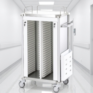 Carrello Porta Cartelle Paziente in Plastica a Doppia Fila RF-E17 con Porte Bloccabili Classe II per la Gestione dei Dossiers Medici Ospedalieri - Product Image 1
