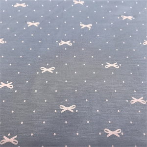 Fabricant de gros tricot 95% fibre de <span class=keywords><strong>viscose</strong></span> 5% <span class=keywords><strong>tissu</strong></span> spandex bowknot <span class=keywords><strong>imprimé</strong></span> <span class=keywords><strong>tissu</strong></span> <span class=keywords><strong>jersey</strong></span> simple pour bébé t-shirt vêtements - Product Image 6