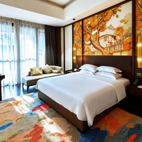 Modernes Doppelbett-Set für Hotels, Doppelbett im Hotel-Design, Bettgestell in Doppel- und Queen-Größe, Modernes Hotelbett, Hotelbettgestell