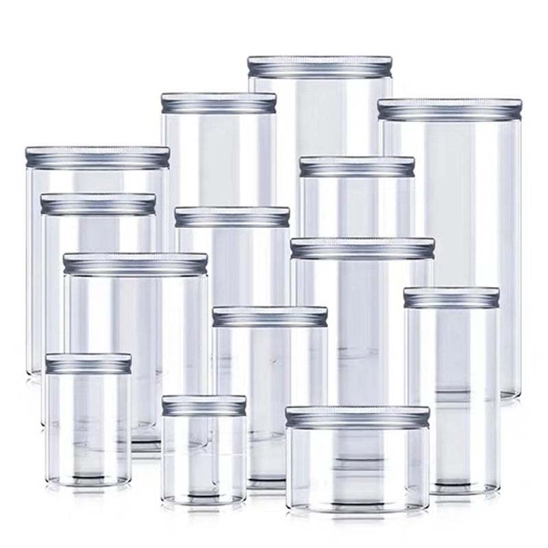 Food Grade 80ml 100ml 120ml 150ml 250ml clear PET Plastic Jar with Black Lid