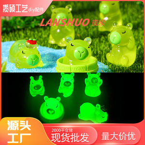 Green Kapibara Resin Figurine Miniature Animal Cartoon Home Decoration <b>Spring</b> 2026 Yiwu Origin Plastic Epoxy Craft - Product Image 3