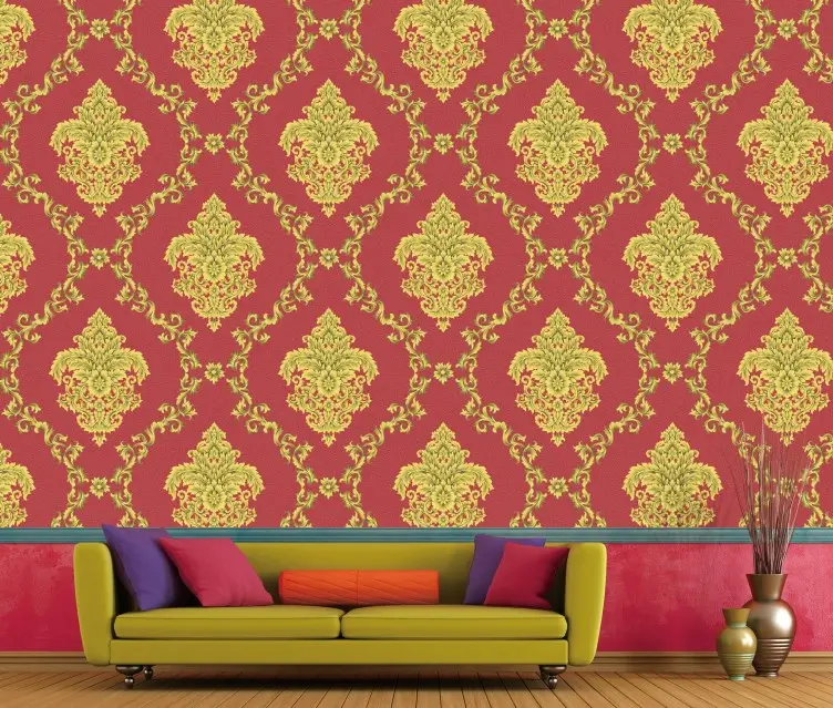 Beautiful Damask European style flower PVC Vinyl Fabric Wallpaper For Wall Covering Mural wallcoverings for interior decoration