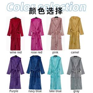 Peignoir en <span class=keywords><strong>polaire</strong></span> <span class=keywords><strong>de</strong></span> flanelle unisexe personnalisé <span class=keywords><strong>pour</strong></span> femmes hiver longs hommes vêtements <span class=keywords><strong>de</strong></span> nuit Spa bain <span class=keywords><strong>Robe</strong></span> à capuche - Product Image 3