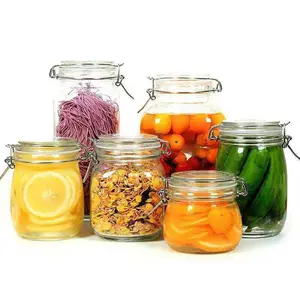 DD1830 Fermenting Pickle Canning Mason Jar Airtight Lids Bottle Food Storage Container Steel Ring Sealed Glass Tank