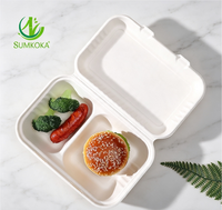 Contenants alimentaires en bagasse écologiques, résistants à la graisse et compatibles micro-ondes, boîtes à clapet en bagasse, boîtes à emporter jetables