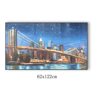 Pintura al óleo moderna pintada a mano lienzo Big Ben Tower Londres Tames río paisaje urbano paisaje pared arte paisaje sujeto hecho a mano - Product Image 2