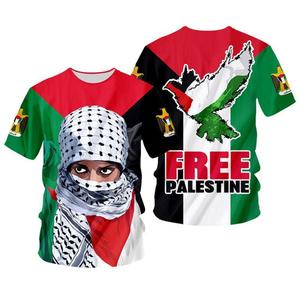 Camiseta de Palestina 100% Algodón al por Mayor, Camiseta Personalizada con Estampado GRATUITO de Palestina GAZA, Camisetas de Fútbol para Hombre y Niños - Product Image 1