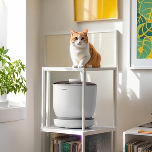 White PP <b>Cat</b> <b>Food</b> <b>Storage</b> Container Moisture Proof Dustproof Pet Feed Bin with Lid Kitchen Grain Jar - Product Image 4