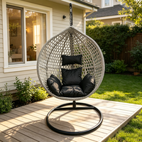Fauteuil suspendu en rotin PE pour extérieur, structure métallique, pour balcon, patio, jardin, chaise hamac suspendue, chaise de détente, chaise panier