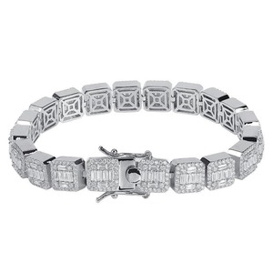 Pulsera Hip Hop Bling Iced Out con Diamantes para Hombre, Pulsera de Cadena Cubana con Eslabones Cuadrados, Estilo Hiphop Rapper - Product Image 1