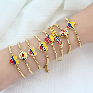BM1221 Colombia/México Dije <span class=keywords><strong>de</strong></span> esmalte con bandera patriótica y corazón <span class=keywords><strong>de</strong></span> fútbol 2026 para pulsera <span class=keywords><strong>de</strong></span> cadena Bolo con cuentas - Product Image 1