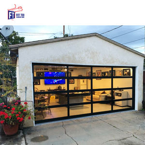 8 piedi X 18 piedi Design moderno 10x10 casa del contenitore automatizzato a doppio pannello piena vista porta del Garage cornice di vetro nero apertura manuale - Product Image 1