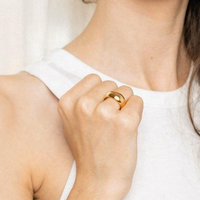 Großhandel Mode Frau 18 Karat vergoldet Edelstahl Fingerring Gold Chunky Frau Breite Gold Kuppel ringe für Männer Schmuck