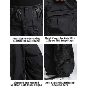 Pantalon de snowboard ample unisexe pour adulte, imperméable 20K, respirant 15K, coupe ample, vêtements de ski en polyester/nylon - Product Image 5