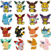 Broche Pokémon en métal, badge mignon de dessin animé, accessoire d'anime, épinglette en émail sur le thème du sport et de la mode, pour artisanat et cadeaux, finition laiton brossé