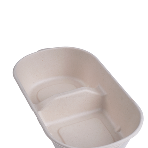 <span class=keywords><strong>Achat</strong></span> direct d'usine de barquettes en bagasse imperméables à 2 compartiments avec couvercles en PP pour le riz et la salade à emporter - Product Image 3