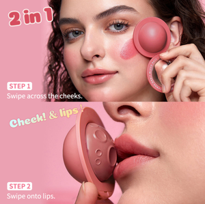 New 2 in 1 Blush Cream Cute <strong>Natural</strong> Vegan Cruelty Blush Lip &amp; Cheek Makeup Blush Wholesale - Product Image 2