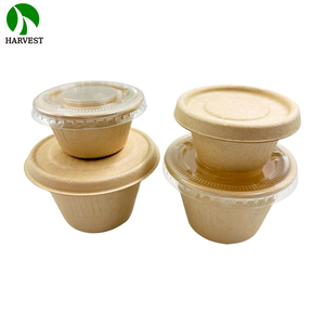 Vasos Redondos de Papel Kraft de 2 oz y 4 oz, Compostables, Desechables, para Salsas Picantes, con Tapa - Product Image 1