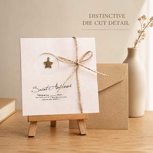 Biglietto d'Auguri Personalizzato con Ciondolo a Stella, Busta in Carta Kraft, Biglietto Fustellato Personalizzato, <span class=keywords><strong>Stampa</strong></span> Personalizzata, Fornitura OEM ODM Diretta dalla Fabbrica - Product Image 1