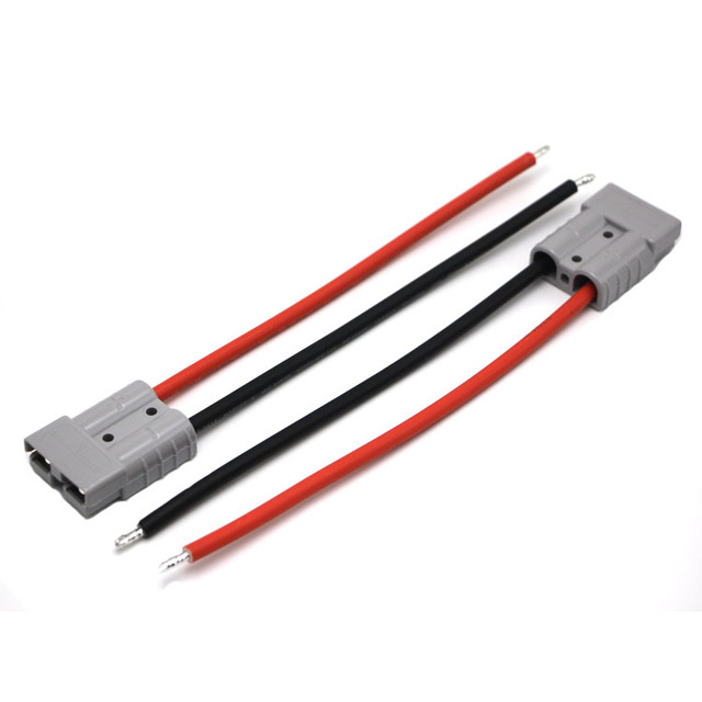 Custom Length High Current 2pin Grey 50A Battery Connector to Tinned End Photovoltaic Cable