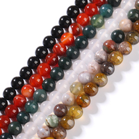 JD GEMS Agate rouge naturelle Onyx noir Agate indienne perles rondes en vrac perles en pierre naturelle idéale pour la fabrication de bijoux à bricoler soi-même
