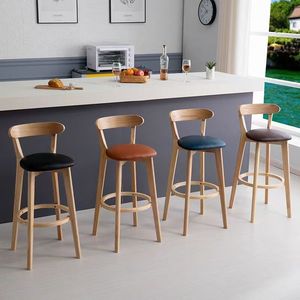 <span class=keywords><strong>Tabouret</strong></span> <span class=keywords><strong>de</strong></span> <span class=keywords><strong>bar</strong></span> moderne en bois avec siège rembourré, chaise haute élégante pour îlot <span class=keywords><strong>de</strong></span> cuisine, comptoir <span class=keywords><strong>de</strong></span> pub, <span class=keywords><strong>extérieur</strong></span>, hôtel, salle à manger, usage commercial - Product Image 3