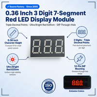 Afficheur LED professionnel à 7 segments, 3 chiffres, 0,36 pouce, lumière rouge, anode commune, module 12 broches pour mini minuteurs numériques