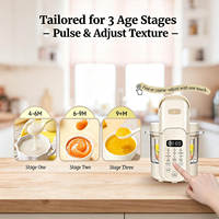 Robot culinaire pour bébé, bol en verre et lames en SUS316L |   Mixeur pour purée de bébé 9-en-1, cuiseur vapeur et nettoyage automatique |   Texture en 3 étapes et cuisson automatique