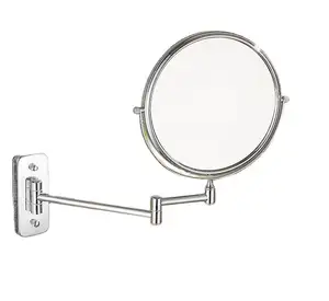 Espelho cosmético para banheiro feito na China, 8 polegadas, redondo, dupla face, 3X, ajustável na parede