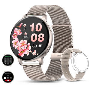 Montre connectée ronde professionnelle pour femmes, gestion du cycle menstruel, suivi multisports, lecteur de musique, appels Bluetooth, Reloj Inteligente - Product Image 1
