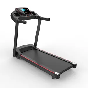 Treadmill dalam ruangan ukuran kecil listrik, Treadmill lipat Ultra senyap layar biru LED latihan kebugaran dapat dilipat bantalan mesin berjalan