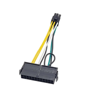 Cable de Alimentación para Placa Base DELL 3650 3040 7040, Adaptador de Malla de Cobre Trenzada de 15 cm, 24 Pines a 6 Pines, Cable de Extensión ATX Trenzado