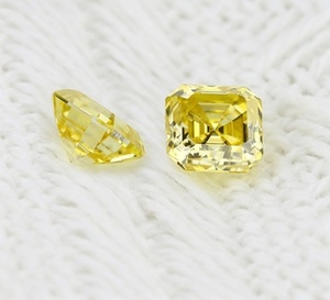 Tête de bague en moissanite brute carrée biseautée jaune, moissanite brute, diamant synthétique, carbure de silicium - Product Image 4