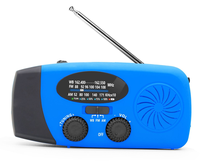 Radio FM de Emergencia con Manivela, Linterna LED, Radio Meteorológica Portátil, Batería Recargable de 2000mAh, Carga USB, Plástico