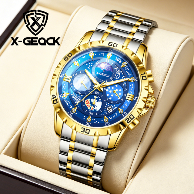 Top Brand Luxury Fashion Business Waterproof Date Clock Multifunctional Men's Quartz Watch