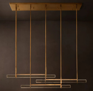 Lustre linéaire triple barre en laiton et albâtre de 60 pouces, style luxe américain moderne, pour la décoration de la maison, salon et chambre à coucher - Product Image 4