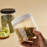 Pot alimentaire rond transparent en PET, 100 mm de large, avec couvercle à vis, qualité alimentaire, 1000 ml, pour l'emballage de fruits secs, d'épices et de thé