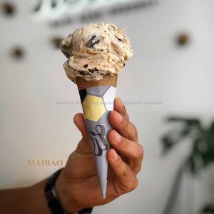 Precio de fábrica Desechable Logotipo personalizado Envoltura de helado Papel Cono de helado Funda de papel Cono de papel - Product Image 4