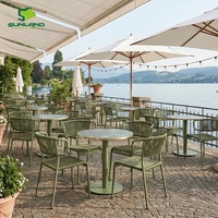 SUNLAND Base de table en acier résistante à l'eau, très vendue, ronde, noire, en métal, adaptée aux cafés, restaurants et bistrots en plein air
