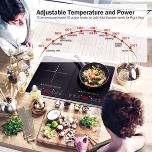 Plaque chauffante électrique double brûleur à double bobine avec contrôle de température 3500W, modèle de comptoir, boîtier métallique pour usage domestique et hôtelier - Product Image 4
