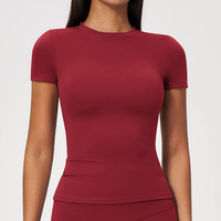 Haut de sport sculptant pour femme CIYING à col rond, séchage rapide, extensible, manches courtes, T-shirt de fitness, vêtements de sport personnalisés OEM