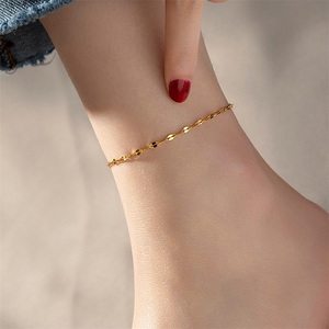 Emanco Handgemaakte Meisjes Enkelbanden Fijne Voet En Lip Ketting <span class=keywords><strong>In</strong></span> Goud Pvd Plating Dunne Roestvrijstalen Enkelband - Product Image 1