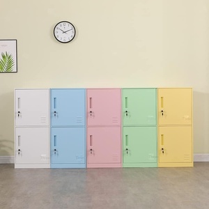 <span class=keywords><strong>Casier</strong></span> de rangement vertical en métal à 2 portes, empilable, dispositif anti-chute, conception verrouillable, compartimenté pour la chambre à coucher - Product Image 6