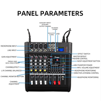Console de mixage audio professionnelle pour DJ de scène, 16 effets numériques DSP, mixeur de puissance 4 canaux avec 2 microphones sans fil