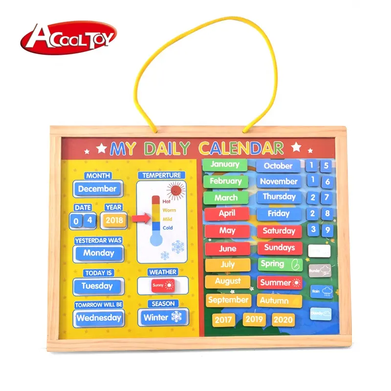 Qualität Kinder frühes Lernen 2 in 1 pädagogische Staffelei Tafel Holz pädagogische Holz kalender Spielzeug