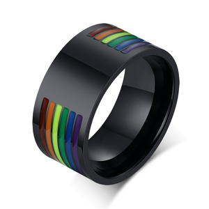 Anel de arco-íris, anel de aço inoxidável preto com orgulho <span class=keywords><strong>gay</strong></span>, joia para presente - Product Image 4